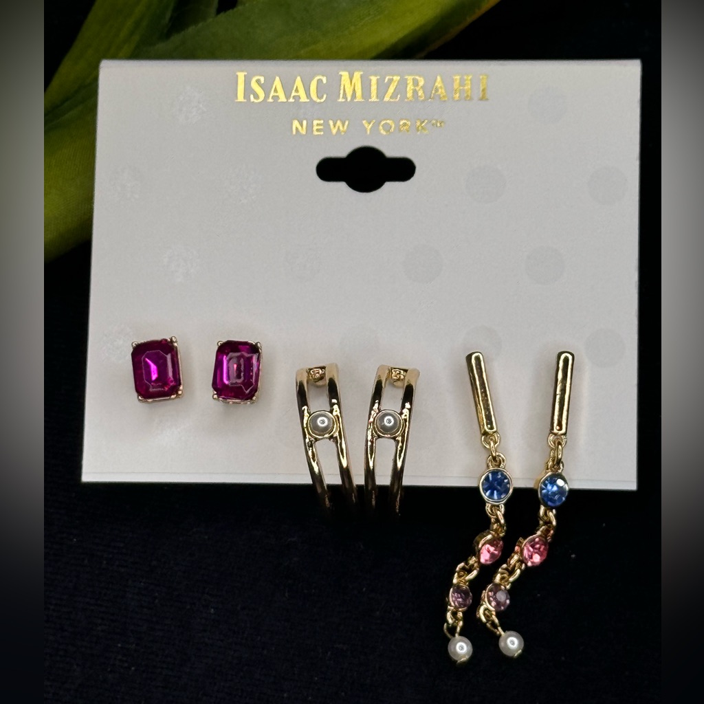 Isaac Mizrahi Set Of 3 Pairs Post Earrings 20$